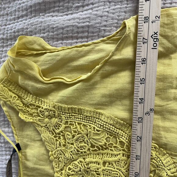 Zara Basic Shirt Womens Small Yellow Crochet Lace Bib Sleeveless Embroidered - Picture 9 of 10